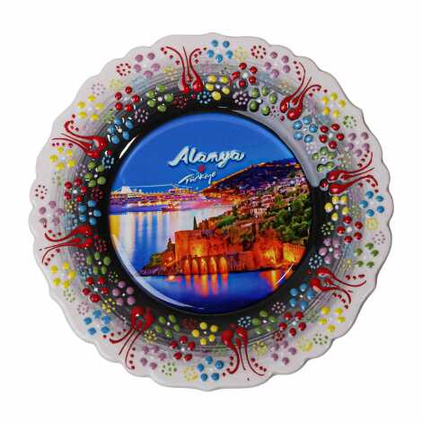 Toptan Alanya Temalı Çini Myros Resim Tabak 18 cm - 7