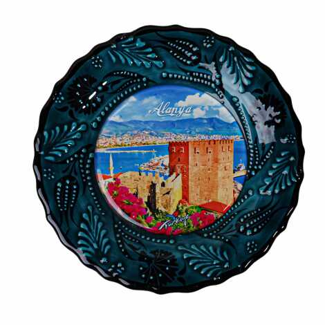 Toptan Alanya Temalı Çini Myros Resim Tabak 18 cm - 8