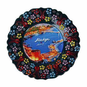 Toptan Alanya Temalı Çini Myros Resim Tabak 18 cm - 9