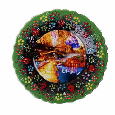 Toptan Alanya Temalı Çini Myros Resim Tabak 18 cm - 10