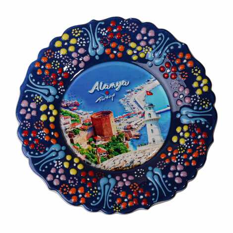 Toptan Alanya Temalı Çini Myros Resim Tabak 18 cm - 11