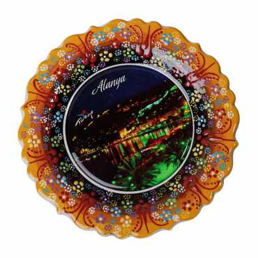 Toptan Alanya Temalı Çini Myros Resim Tabak 18 cm - 2