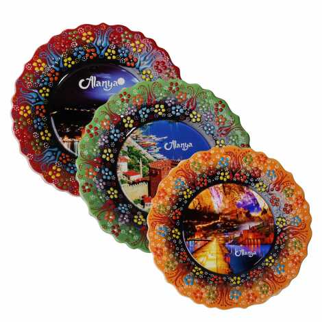 Toptan Alanya Temalı Çini Myros Resim Tabak 25 cm - 3