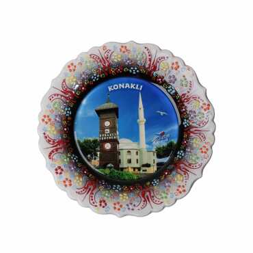 Alanya Themed Turkish Ceramic Plate With Epoxy 25 Cm - 4