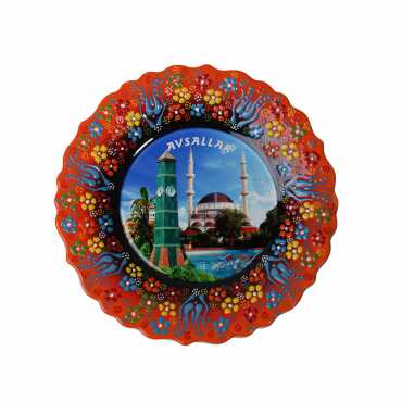 Alanya Themed Turkish Ceramic Plate With Epoxy 25 Cm - 6
