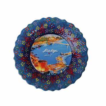 Alanya Themed Turkish Ceramic Plate With Epoxy 25 Cm - 8