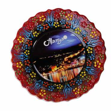 Alanya Themed Turkish Ceramic Plate With Epoxy 25 Cm - 2