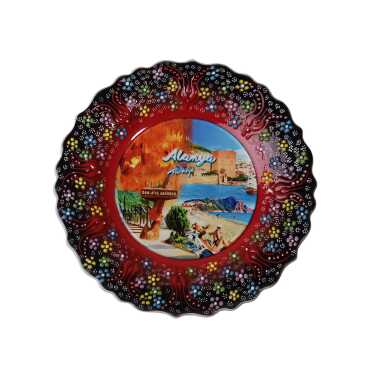 Alanya Themed Turkish Ceramic Plate With Epoxy 25 Cm - 11