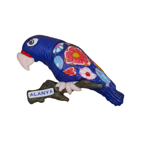Alanya Temalı Dalda Papağan Fimo Magnet - 1
