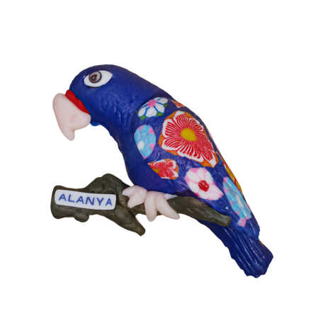 Alanya Temalı Dalda Papağan Fimo Magnet - 6