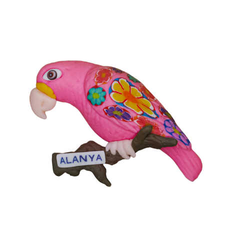 Alanya Temalı Dalda Papağan Fimo Magnet - 4