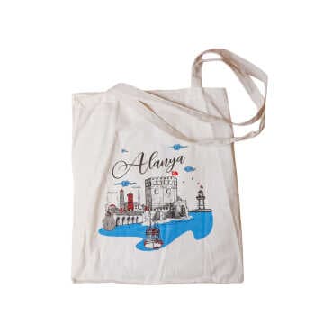 Alanya Themed Digital Printed Tote Bag 35x40 cm - 4