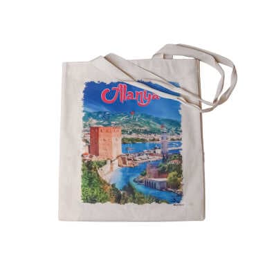 Alanya Themed Digital Printed Tote Bag 35x40 cm - 6
