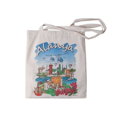 Alanya Themed Digital Printed Tote Bag 35x40 cm