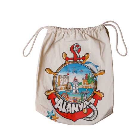 Alanya Temalı Dijital Baskılı Ham Bez Sırt Çantası 33x43 cm - 6