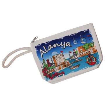 Alanya Temalı Dijital Baskılı Kanvas Cüzdan 14,5x20 cm - 7