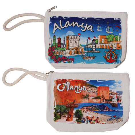 Alanya Temalı Dijital Baskılı Kanvas Cüzdan 14,5x20 cm - 3
