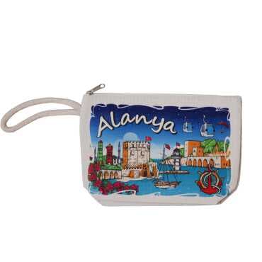 Alanya Themed Digital Print Canvas Wallet 145x20 cm