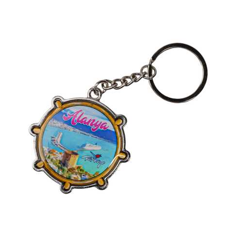 Alanya Temalı Dümen Şekilli Metal Anahtarlık - 6
