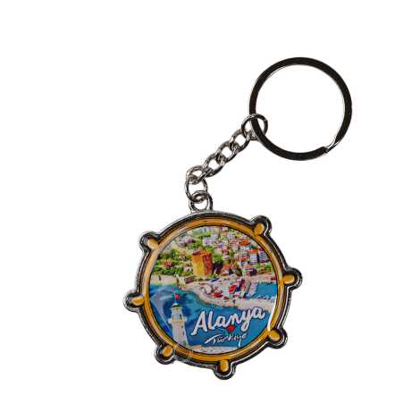 Alanya Temalı Dümen Şekilli Metal Anahtarlık - 5