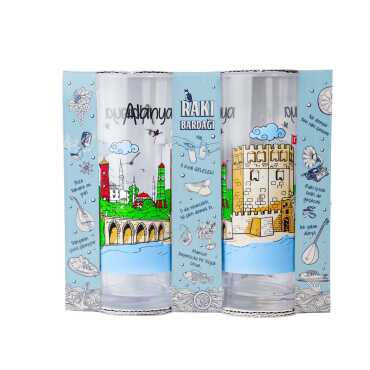 Alanya Temalı İkili Rakı Bardağı Seti - Myros
