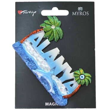 Alanya Themed Polyester Backing Carded Stoned And Nacrous Fridge Magnet - 6