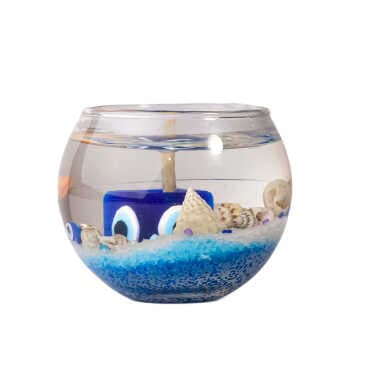 Alanya Themed Small Round Glass Candle with Gel Wax - Standart - 2