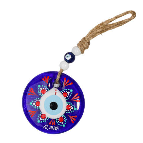 Alanya Temalı Mandala Desenli Cam Nazar Duvar Süsü 18 Cm - 10