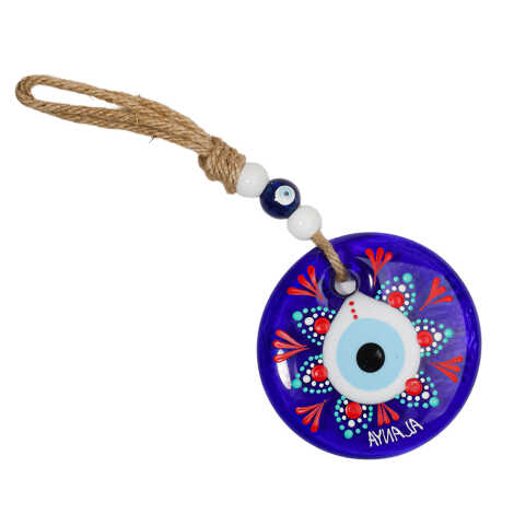 Alanya Temalı Mandala Desenli Cam Nazar Duvar Süsü 18 Cm - 17