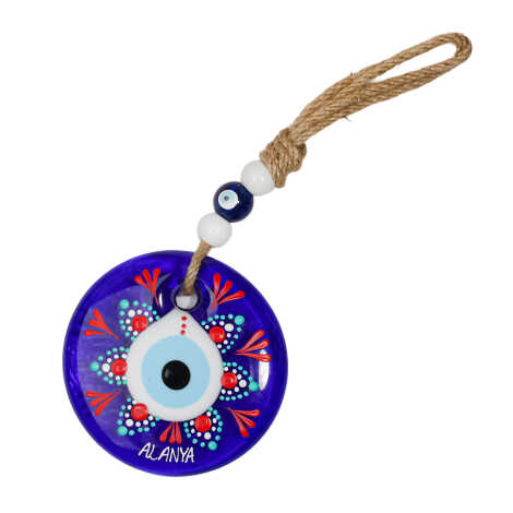 Alanya Temalı Mandala Desenli Cam Nazar Duvar Süsü 18 Cm - 15
