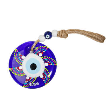 Alanya Temalı Mandala Desenli Cam Nazar Duvar Süsü 18 Cm - 13
