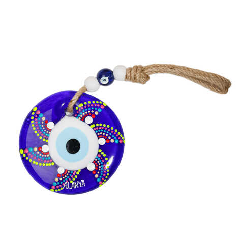 Alanya Temalı Mandala Desenli Cam Nazar Duvar Süsü 18 Cm - 13