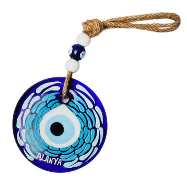 Alanya Temalı Mandala Desenli Cam Nazar Duvar Süsü 18 Cm - 12