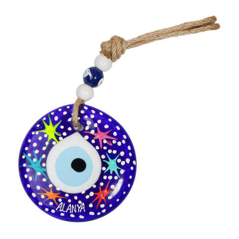 Alanya Temalı Mandala Desenli Cam Nazar Duvar Süsü 18 Cm - 11