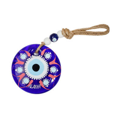 Alanya Temalı Mandala Desenli Cam Nazar Duvar Süsü 18 Cm - Myros