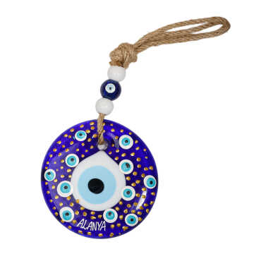 Alanya Temalı Mandala Desenli Cam Nazar Duvar Süsü 18 Cm - 9