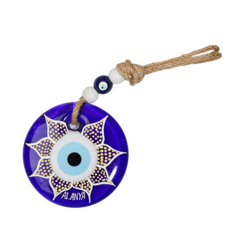 Alanya Temalı Mandala Desenli Cam Nazar Duvar Süsü 18 Cm - 8