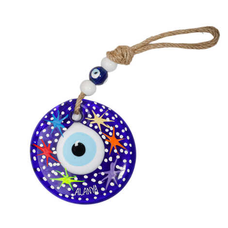 Alanya Temalı Mandala Desenli Cam Nazar Duvar Süsü 18 Cm - 7