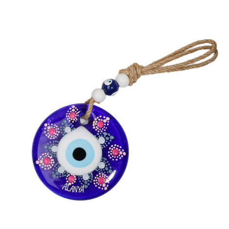 Alanya Temalı Mandala Desenli Cam Nazar Duvar Süsü 18 Cm - 6