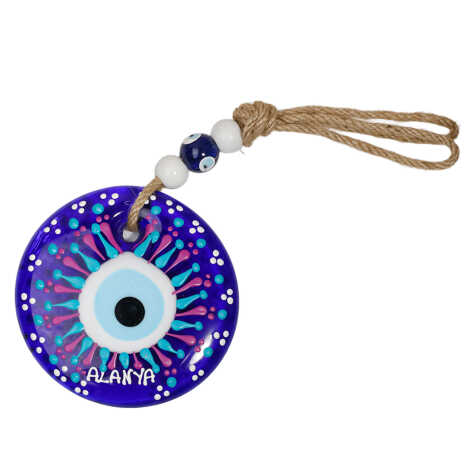 Alanya Temalı Mandala Desenli Cam Nazar Duvar Süsü 18 Cm - 4