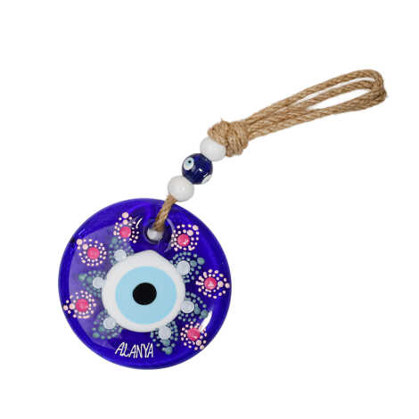 Alanya Temalı Mandala Desenli Cam Nazar Duvar Süsü 18 Cm - 3
