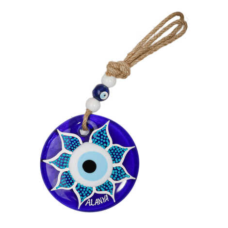Alanya Temalı Mandala Desenli Cam Nazar Duvar Süsü 18 Cm - 2