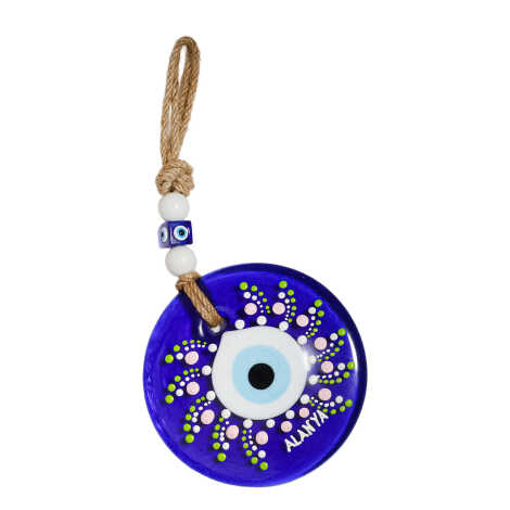 Alanya Temalı Mandala Desenli Cam Nazar Duvar Süsü 22 Cm - 23