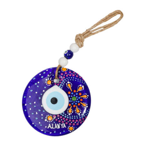Alanya Temalı Mandala Desenli Cam Nazar Duvar Süsü 22 Cm - 21