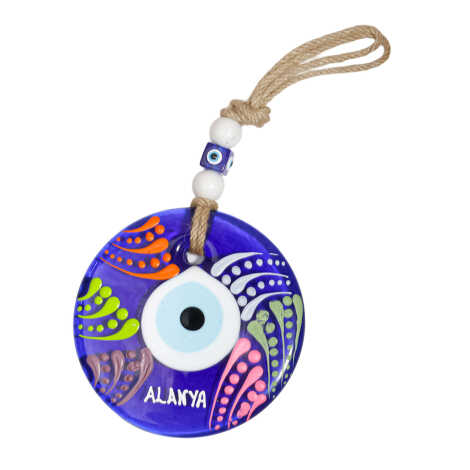 Alanya Temalı Mandala Desenli Cam Nazar Duvar Süsü 22 Cm - 20