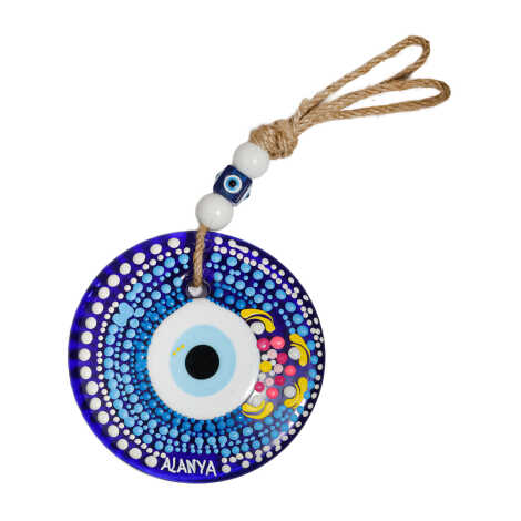 Alanya Temalı Mandala Desenli Cam Nazar Duvar Süsü 22 Cm - 18