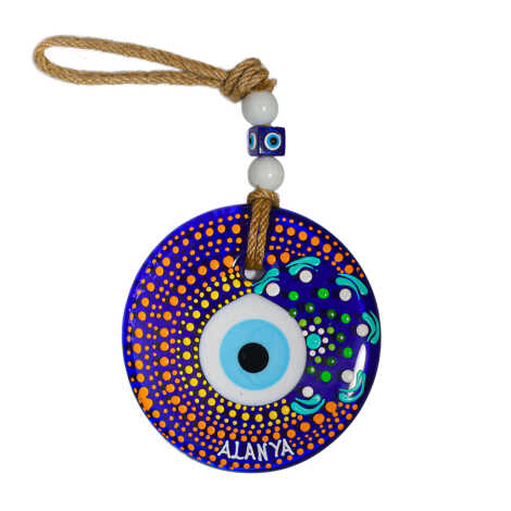 Alanya Temalı Mandala Desenli Cam Nazar Duvar Süsü 22 Cm - 16
