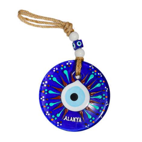 Alanya Temalı Mandala Desenli Cam Nazar Duvar Süsü 22 Cm - 15