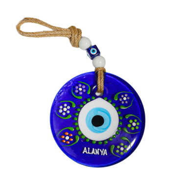 Alanya Temalı Mandala Desenli Cam Nazar Duvar Süsü 22 Cm - Myros