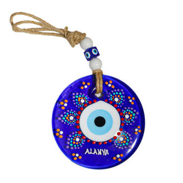 Alanya Temalı Mandala Desenli Cam Nazar Duvar Süsü 22 Cm - 10